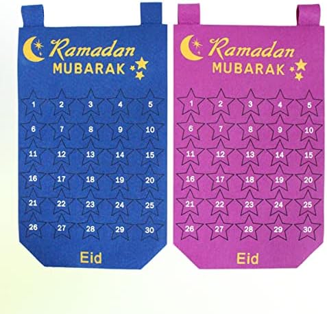 ABAODAM WALL HANGING Decor azul decoração de casa 4 PCs Calendário Ramadan Eid Mubarak Countdowns Calendar Ramadan Calendário Eid Mubarak Calendário do advento Eid Mubarak Countdown decoração azul decoração azul decoração