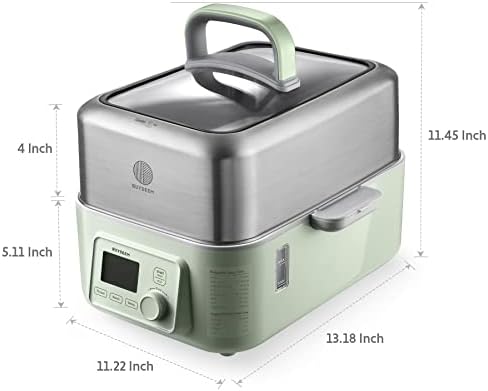 BuyDeem G563 Vapor de alimentos elétricos de 5 litros para cozinhar, um vapor de legumes, vaporão multifuncional digital, vapor
