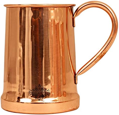 Indian Art Villa Pure Copper Straighted Diamond Design Moscow Mule Cervent Cup, melhor para coquetéis de cerveja, barware, volume-17 oz, conjunto de 4