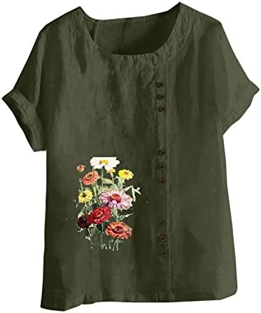 Tampas de tamanho grande para mulheres de manga curta Túria de túnica de túnica de verão Blusa floral Blusa confortável