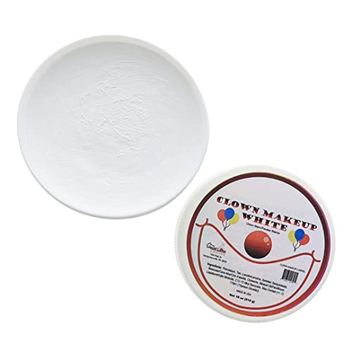 Maquiagem de palhaço Branco - 18 oz - Diversão para Halloween, festas, cosplays, tinta corporal, creme de maquiagem SFX, suprimentos de teatro para peças escolares