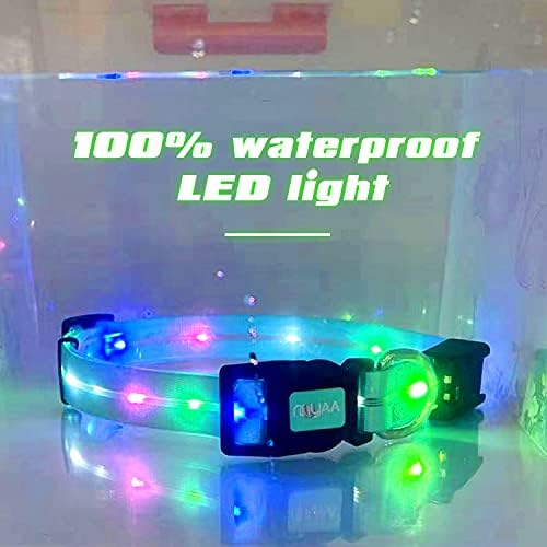 Luz de colarinho de cachorro LED, colares de cães iluminados, colarinho de cachorro recarregável USB com colar de cachorro de cães à prova d'água e luz iluminada para caminhar à noite para cães grandes, grandes