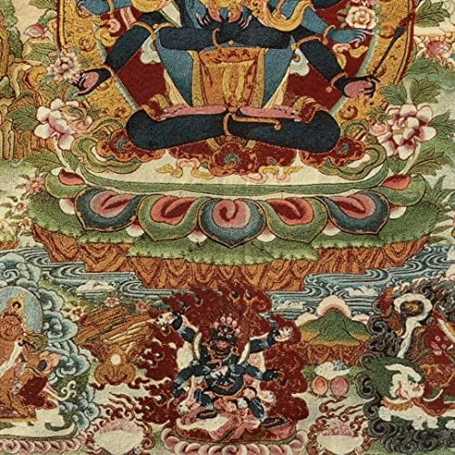 35 THANGKA Bordado tibetano Budismo Bordado de seda densidade Kong Três rostos Seis braços Vajra Buddha Thangka Screen