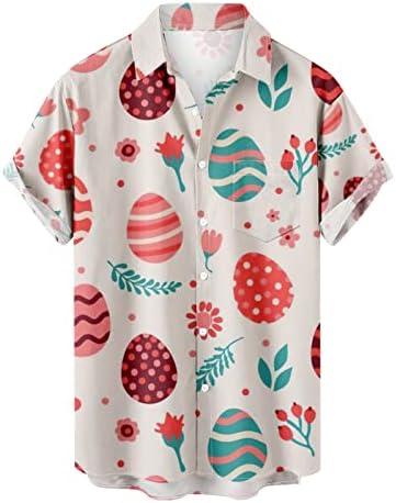 Camisetas t para homens ovos de páscoa impressam as camisetas de lapela de topo masculino de camiseta solta de moda