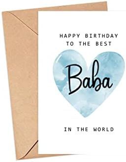 Moltdesigns Feliz aniversário para o melhor Baba do World Card - Baba Birthday Card - Baba Card - Presente do Dia dos Pais - Happy