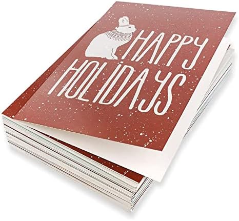 48 Pacote cartões de férias felizes com envelopes, 6 desenhos de animais de inverno de Natal