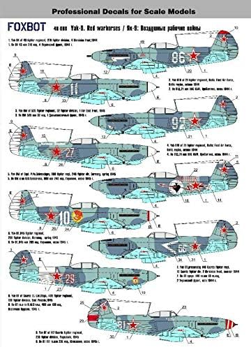 Decalque para aeronaves interceptores e de caça Yak-9 Red WarHorses