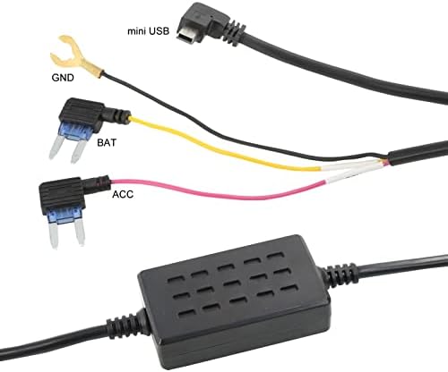 Kit Inetech Hardwire, Kit Dash Cam Hardwire com Mini USB de 12-24V a 5V, monitoramento de estacionamento 24 horas, vídeo com lapso