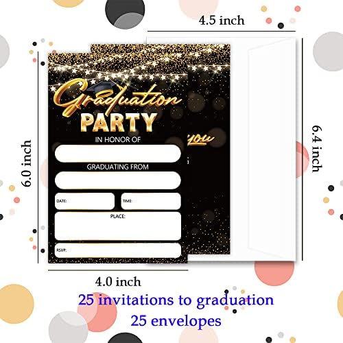Cartões de convites para festas de graduação Haipino 25 com envelopes, 2023 graduação Celebration, 2023 College High School University Masters Celebração, Festos de Festa de Graduação - JY437