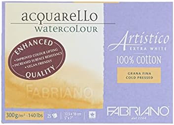 Bloco de aquarela Fabriano Artistico, 5 x 7, branco extra