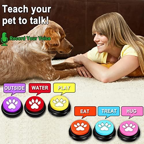 Botões de cão eaagd para comunicação - botões de treinamento para cães para falar, 6 PCs Conjunto de botões de conversação para cães, botões de treinamento para animais de estimação para cães - bônus 2 pcs cliques de treinamento para cães