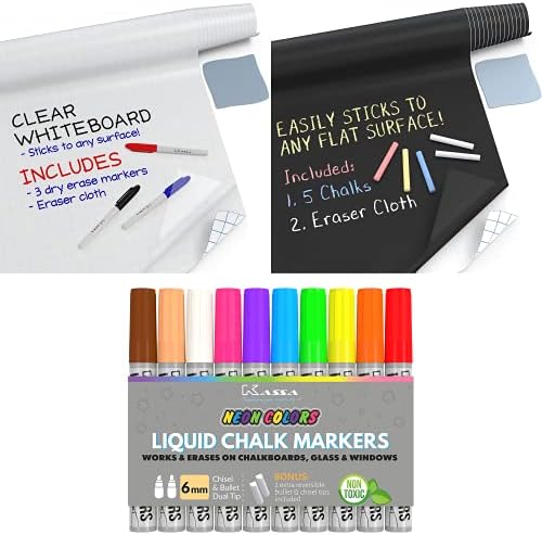 Kassa cinzel e caneta de marcador, pacote de marcadores líquidos de giz neon não-tóxicos, rolo de adesivo de parede de quadro