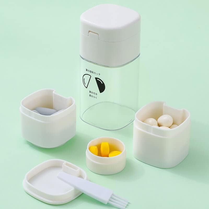 5 合 1 多功能药盒药丸切割器药物粉碎器研磨器分割器药片切割器分隔器收纳盒药盒5 in 1 Multifunctional Pill Box Pill Cutter Medication Pulverizer Grinder Divider Pill