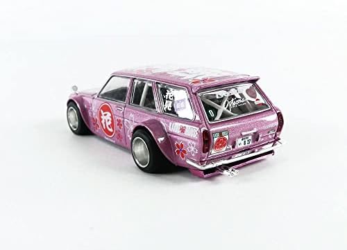 Miniaturas de Truescale 1971 Datsun 510 Wagon Hanami V1 Pink Kaido House Special 1/64 Diecast Model Car por verdadeira