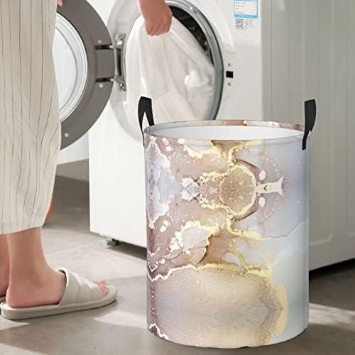 Marmorete de lavanderia de ouro cestas de roupa dobrável de lavanderia com alças cesto de roupas dobráveis ​​sujas cesta de lavanderia