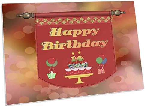 3drose Happy 14th Birthday Banner, Bolo com presentes e balões - Match Pad Place tapetes