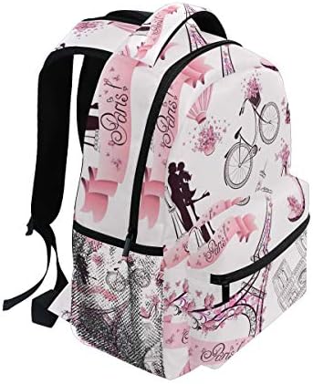 Backpack Valentine Paris Eiffel Tower Adults School Bag casual College Bag de viagem zíper do bookbag de caminhada de ombro