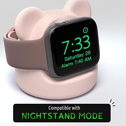 Afooyo Bear Charger Stand Silicone Dock Docker para Apple Watch Series 8/Ultra/Se2/7/6/Se/5/4/3/2/1, Bear Iwatch Charging Dock,