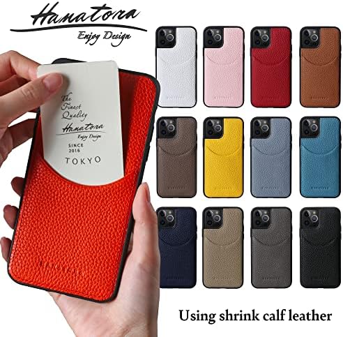 Hanatora] iPhone13 Caso básico com suporte de cartão, capa de telefone de couro genuíno, estojo de qualidade elegante para mulheres