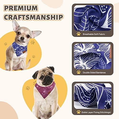 Charcy Dog Bandanas 4 pacote, Fall Dog Bandana Boy Girl para aniversário de férias, lenço de cachorro durável ajustável, design