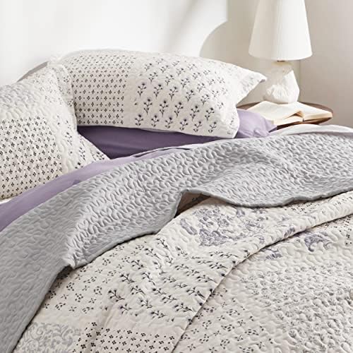Bedsure Quilt Conjunto de tamanho queen - retalhos de retalhos de colcha leve colaboração de colchas, 3 peças de camas de