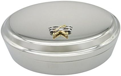 Caixa de jóias oval de bugiganga oval e trigida em tonificação de ouro e prata