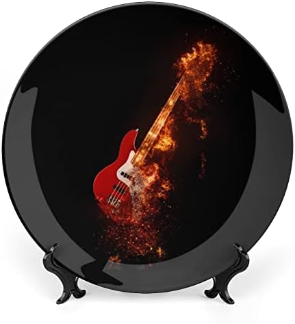 Epic Rock Bass Guitar on Fire personalizado China China personalizada Cerâmica Placas decorativas redondas em casa