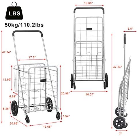 Ferro 1200mm Telescópica Afrento de braço 0,8 mm 16 redondo tubo redondo 50kg Prata Carrinho compacto dobrável compacto Carrinho