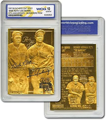 Bleachers Babe Ruth e Lou Gehrig Murdair's Row 23kt Gold Card Sculpted Greated Gem Mint 10