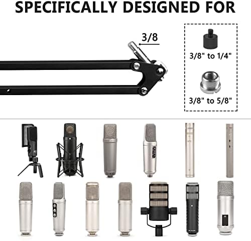 Geekria for Creators Microfone Arm compatível com Rode Podmic, NT-USB, NT1-A, NT1, Mic Boom Braço Montar com adaptador de flange de