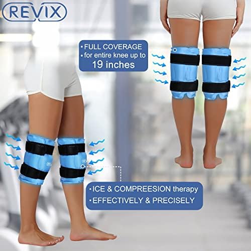 Revix XL Knee Ice envolta em torno do joelho inteiro, pacotes de gelo reutilizáveis ​​para cirurgia de substituição do joelho, lesões, tendinite por artrite, LCA, lesão atlética, osteoartrite e recuperação, conjunto de 2