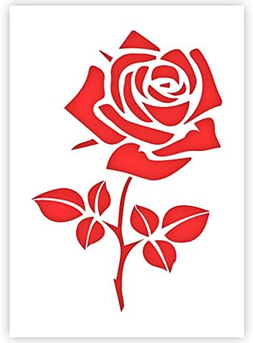 Estêncil de flor QBix - Flor de rosa - A5 - Kids reutilizáveis ​​amigáveis ​​estêncil DIY para pintura, cozimento, artesanato,