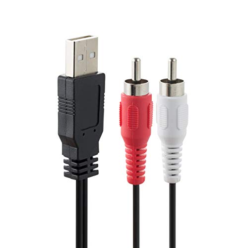 Cabo RCA para USB, 2 RCA para Cabo Adaptador USB, 2 RCA Male para USB 2.0 Cordão conversor masculino, Video Av A/V