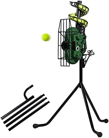 Furlihong 666pbh Pro Machine de bola de tênis, 40 a 68 mph, ângulo de lançamento ajustável, velocidade e altura, com alimentador