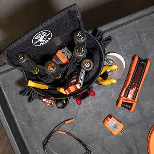 Klein Tools 5719 Bolsa de ferramentas, bolsa utilitária da série Powerline encaixa os cintos de ferramentas de até 2,5 polegadas, costura reforçada com rebites fortes, 18 bolsos