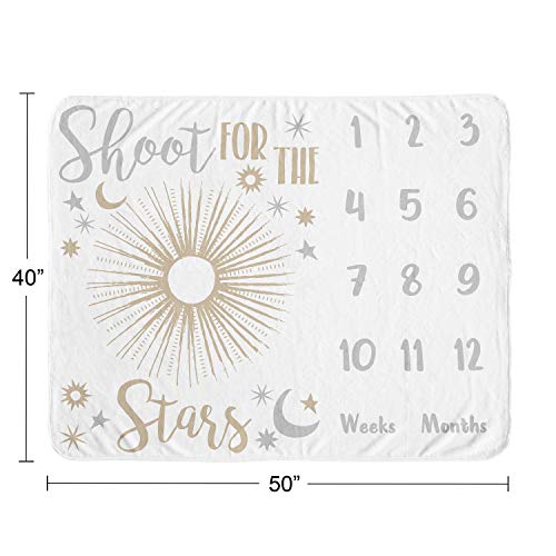 Sweet JoJo Designs Star and Moon Girl Milestone Blanket Mensal Recém -nascido Primeiro Ano Crescimento Memória do Chá de Baby São