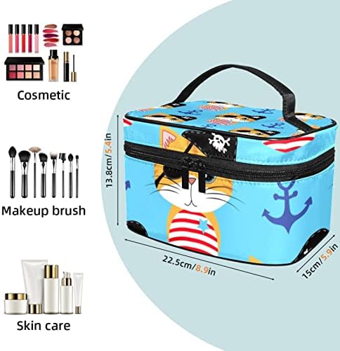 Bolsa de maquiagem de viagens de padrão de âncora de gato para mulheres e meninas bolsas de beleza bolsas bolsas