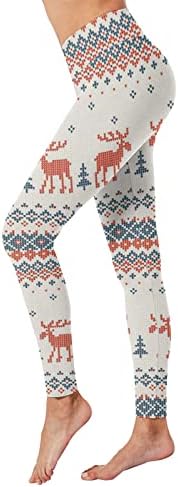Leggings de cintura alta de Natal para mulheres Ultra Soft elástico Treles de Natal Treino de Natal Leggings de Natal