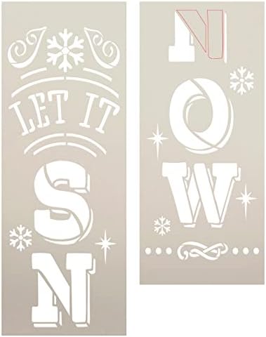Let It Snow 2 partes de alpendre de 2 partes de estêncil por Studior12-4ft - EUA Made - Craft DIY Christmas Home Decor | Tinta reversível