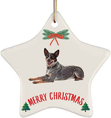 2023 Ornamentos de árvore de Natal Presentes Australiano Cão Cinza Merle Ano Novo 2024 Decorações Estrela Cerâmica