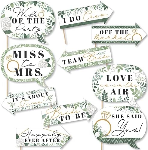 Big Dot of Happiness Funny Boho Botanical Bride - Greenery Bridal Chusel and Wedding Party Photo Booth Props Kit -