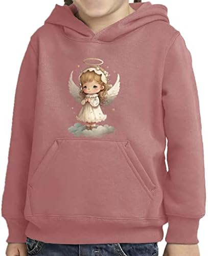 Hoodie de pulôver de anjo fofo - capuz de lã de esponja de arte gráfica - capuz exclusivo para crianças