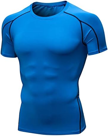 Men skinny esportes camisetas redonda pescoço de manga curta executando ioga rápida treino seco fitness atlético camiseta