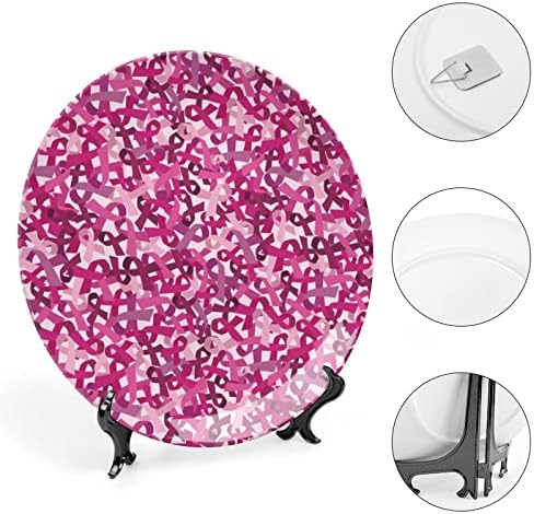 Consciência do câncer de mama Placas decorativas de fita rosa Placas cerâmicas decoração de parede com suporte para o ornamento do escritório em casa