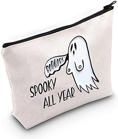 ZJXHPO Fantasma assustador durante todo o ano Halloween punk citação de terror de terror estilo zíper bolsa de maquiagem