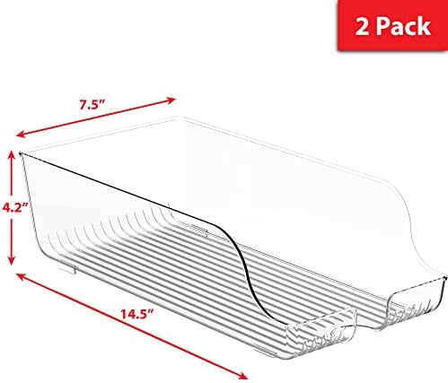 Simplehouseware skinny pode organizar para despensa/geladeira, transparente, conjunto de 2