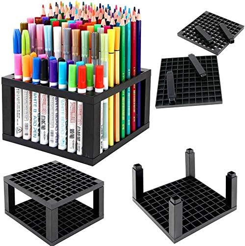 Arte Vita 96 Hole lápis de plástico e escova Organizador multi -bin - suporte de mesa para marcadores, pincéis, lápis de cor, canetas