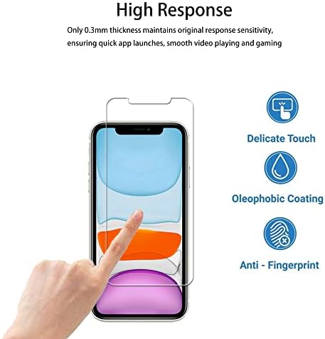 HKKAIS [2 pacote] Protetor de tela de vidro compatível para iPhone11 / iPhoneXR vidro temperado com fácil estrutura de instalação