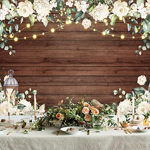 Allenjoy 7x5ft Rústico Branco Floral Wood Cenário para meninas Chá de bebê Flores de casamento Bridal Wedding Photography