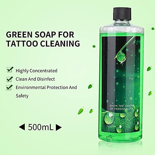 Limpeza de tatuagem de sabão verde de 500 ml, tatuagem de tatuagem Tattoo Cleansing Foam Tattoo Skinie
